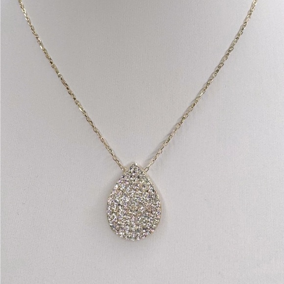 Elegant Gold and Pave Crystals Teardrop Pendant Necklace - Picture 1 of 2